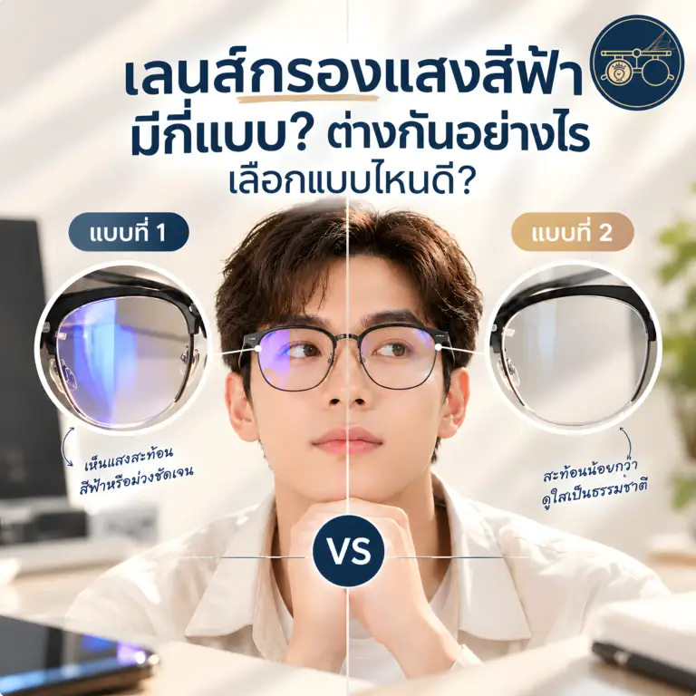 เลนส์กรองแสงสีฟ้ามีกี่แบบ? ต่างกันอย่างไร เลือกแบบไหนดี?